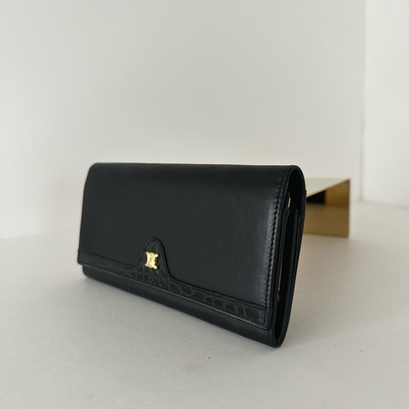 Céline Triomphe WOC, Reptile and Lambskin Leather Wallet en Noire - Picture 5 of 16